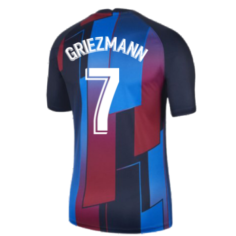 2021-2022 Barcelona Pre-Match Training Shirt (Blue) - Kids (GRIEZMANN 7)