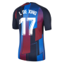 2021-2022 Barcelona Pre-Match Training Shirt (Blue) - Kids (L DE JONG 17)