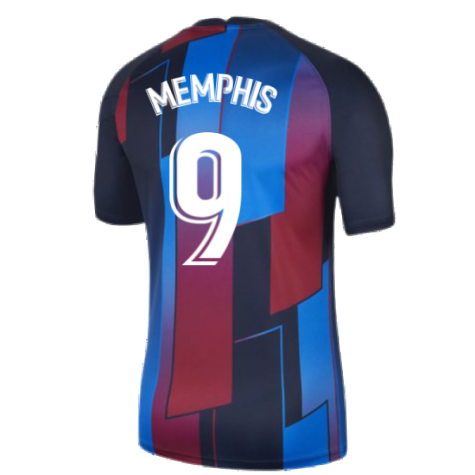 2021-2022 Barcelona Pre-Match Training Shirt (Blue) - Kids (MEMPHIS 9)