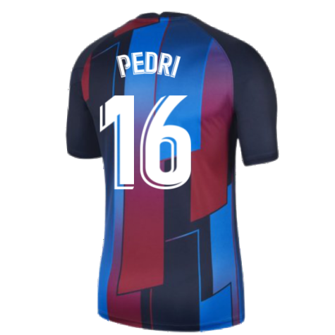 2021-2022 Barcelona Pre-Match Training Shirt (Blue) - Kids (PEDRI 16)