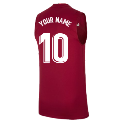 2021-2022 Barcelona Sleeveless Top (Red) (Your Name)