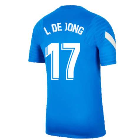 2021-2022 Barcelona Training Shirt (Blue) (L DE JONG 17)