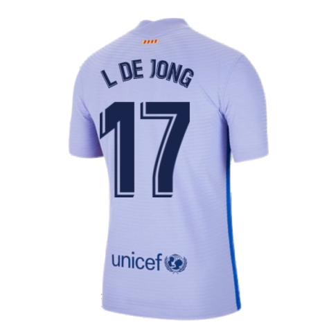 2021-2022 Barcelona Vapor Away Shirt (L DE JONG 17)
