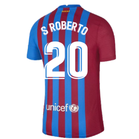 2021-2022 Barcelona Vapor Match Home Shirt (S ROBERTO 20)