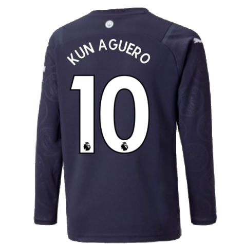 2021-2022 Man City Long Sleeve 3rd Shirt (Kids) (KUN AGUERO 10)