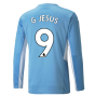 2021-2022 Man City Long Sleeve Home Shirt (G JESUS 9)