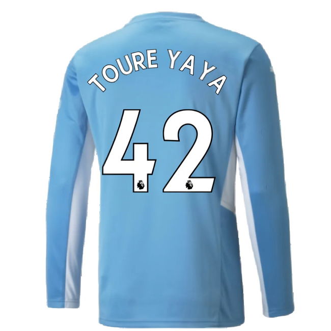 2021-2022 Man City Long Sleeve Home Shirt (TOURE YAYA 42)