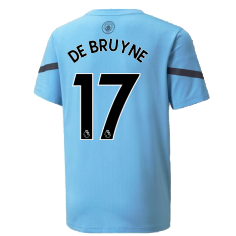 2021-2022 Man City Pre Match Jersey (Light Blue) (DE BRUYNE 17)