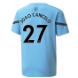 2021-2022 Man City Pre Match Jersey (Light Blue) (JOAO CANCELO 27)