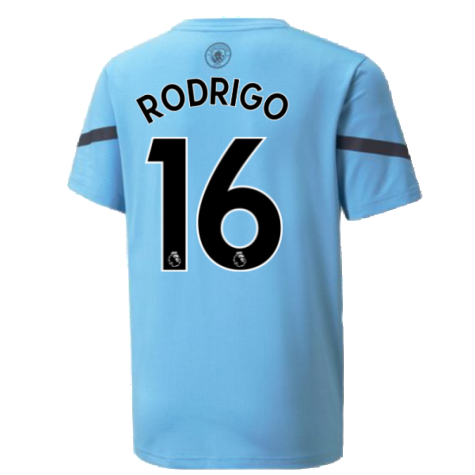 2021-2022 Man City Pre Match Jersey (Light Blue) (RODRIGO 16)