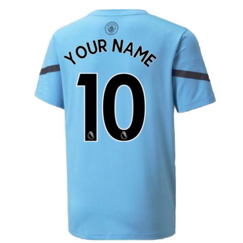 2021-2022 Man City Pre Match Jersey (Light Blue) (Your Name)