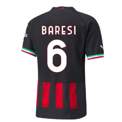 2022-2023 AC Milan Authentic Home Shirt (BARESI 6)