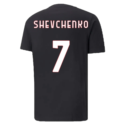 2022-2023 AC Milan FtblCore Tee (Black) (SHEVCHENKO 7)