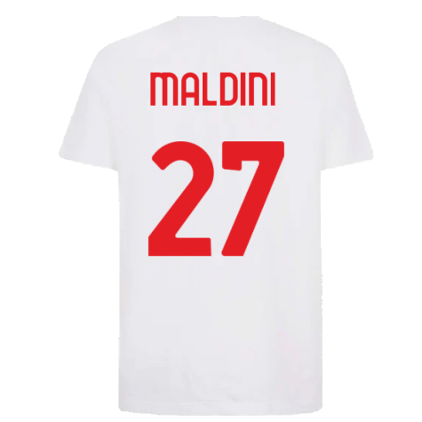 2022-2023 AC Milan FtblCore Tee (White) (MALDINI 27)