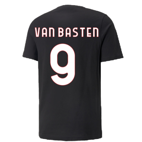 2022-2023 AC Milan FtblCulture Tee (Black) (VAN BASTEN 9)