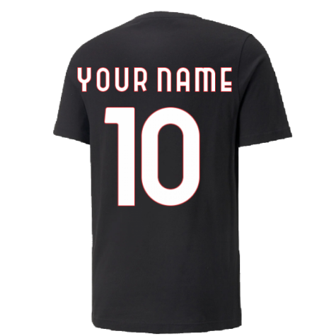 2022-2023 AC Milan FtblCulture Tee (Black) (Your Name)