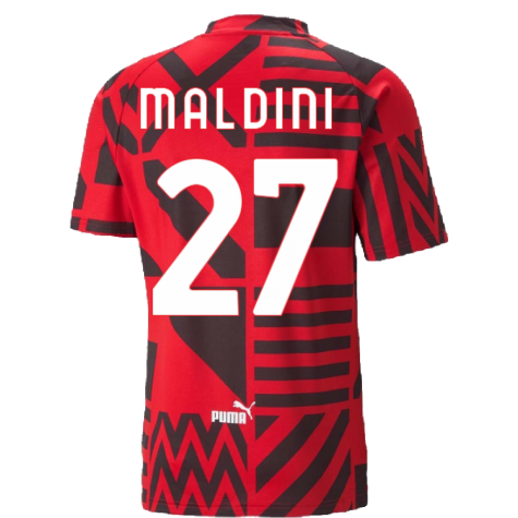 2022-2023 AC Milan Pre-Match Jersey (Red) (MALDINI 27)
