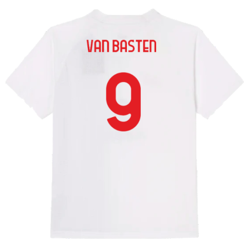 2022-2023 AC Milan Pre-Match Shirt (White-Red) - Kids (VAN BASTEN 9)