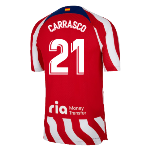 2022-2023 Atletico Madrid Home Player Issue Jersey (CARRASCO 21)