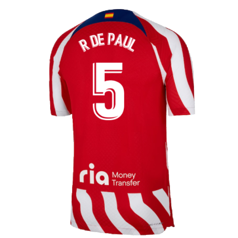 2022-2023 Atletico Madrid Home Player Issue Jersey (R DE PAUL 5)