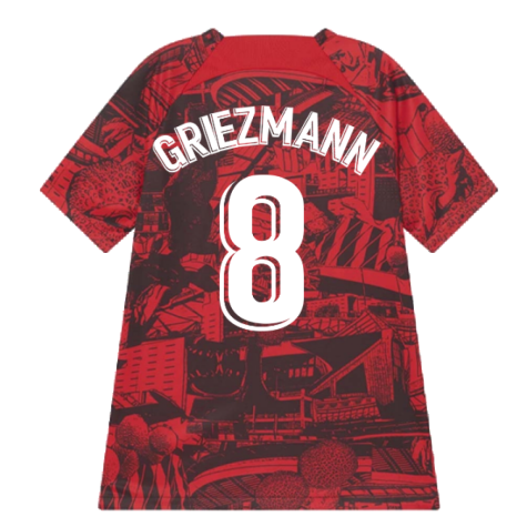 2022-2023 Atletico Madrid Pre-Match Training Shirt (Red) - Kids (GRIEZMANN 8)