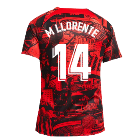 2022-2023 Atletico Madrid Pre-Match Training Shirt (Red) (M LLORENTE 14)