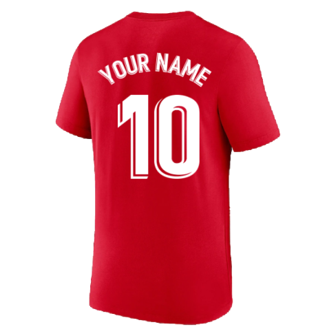 2022-2023 Barcelona Evergreen Crest Tee (Red) (Your Name)