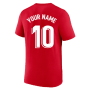 2022-2023 Barcelona Evergreen Crest Tee (Red) (Your Name)
