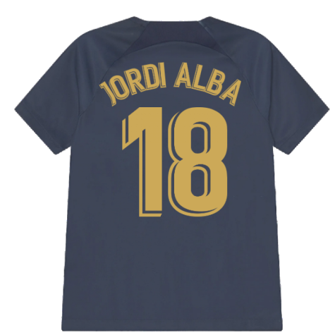 2022-2023 Barcelona Pre-Match Training Shirt (Obsidian) - Kids (JORDI ALBA 18)