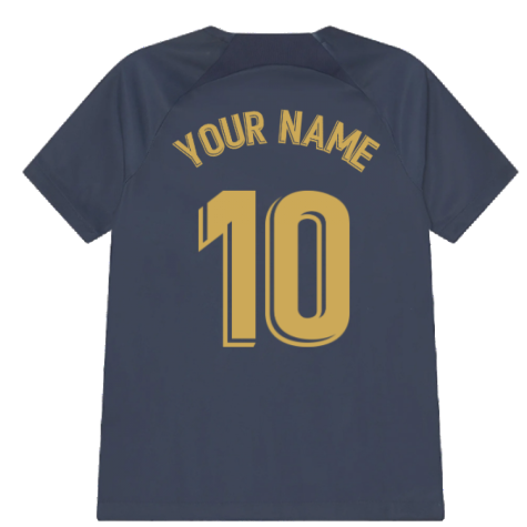 2022-2023 Barcelona Pre-Match Training Shirt (Obsidian) - Kids (Your Name)