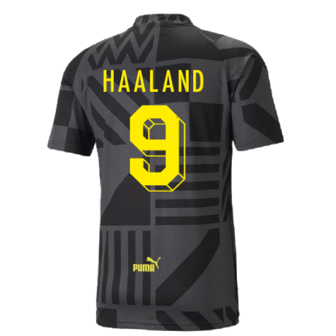 2022-2023 Borussia Dortmund Pre-Match Shirt (Black-Asphalt) (HAALAND 9)