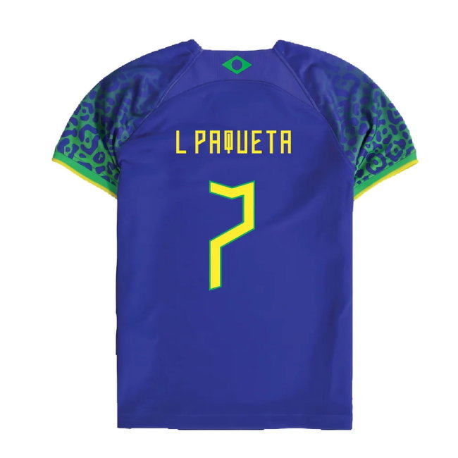 2022-2023 Brazil Away Little Boys Mini Kit (L Paqueta 7)