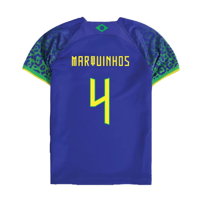 2022-2023 Brazil Away Little Boys Mini Kit (Marquinhos 4)