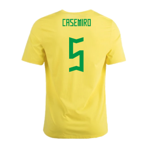 2022-2023 Brazil Crest Tee (Yellow) (Casemiro 5)