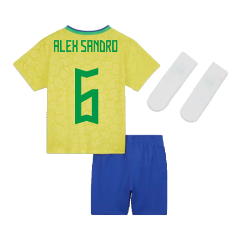 2022-2023 Brazil Home Little Boys Mini Kit (Alex Sandro 6)