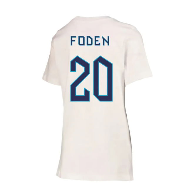 2022-2023 England Crest Tee (White) - Kids (Foden 20)