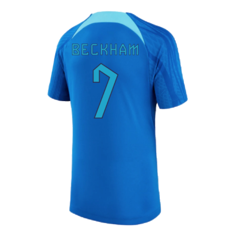2022-2023 England Strike Dri-FIT Training Shirt (Blue) (Beckham 7)