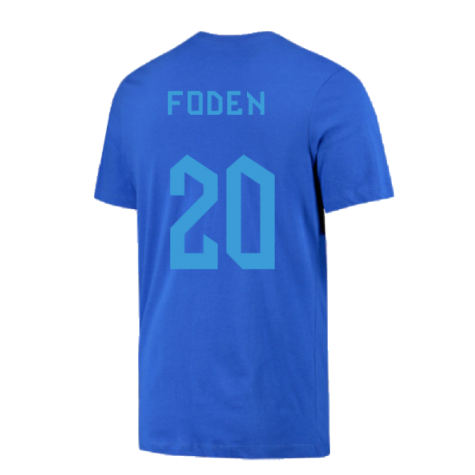 2022-2023 England Three Lions Tee (Blue) (Foden 20)