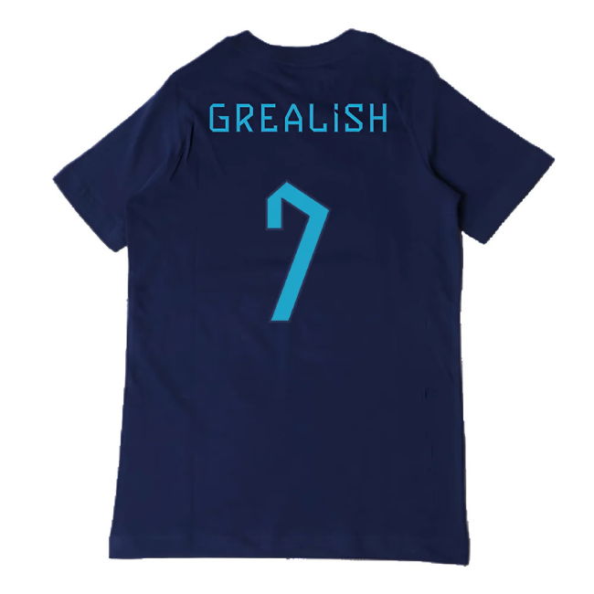 2022-2023 England Three Lions Tee (Navy) - Kids (Grealish 7)