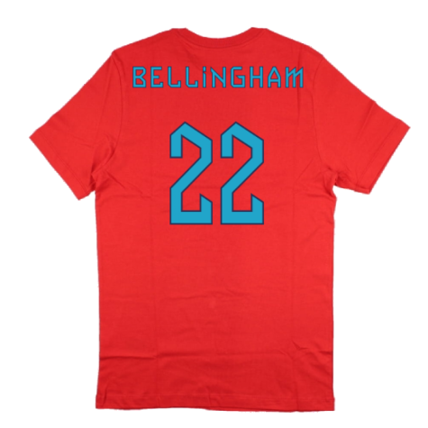2022-2023 England World Cup Crest Tee (Red) (Bellingham 22)