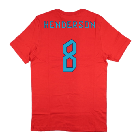 2022-2023 England World Cup Crest Tee (Red) (Henderson 8)