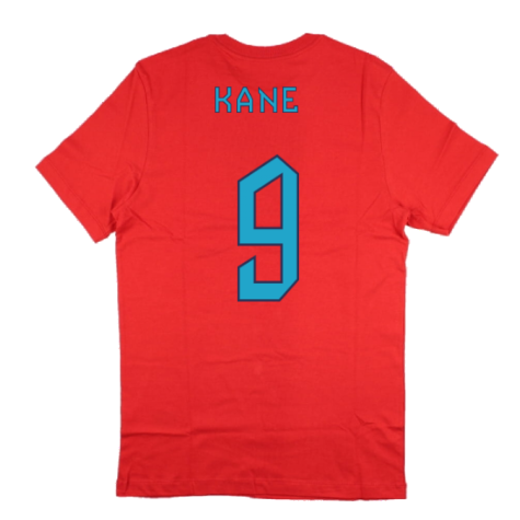 2022-2023 England World Cup Crest Tee (Red) - Kids (Kane 9)