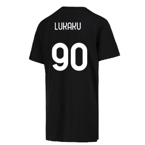 2022-2023 Inter Milan Crest T-Shirt (Black) (LUKAKU 90)