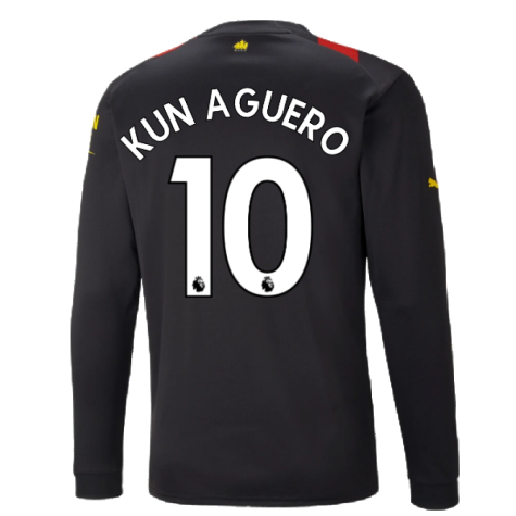 2022-2023 Man City Long Sleeve Away Shirt (KUN AGUERO 10)