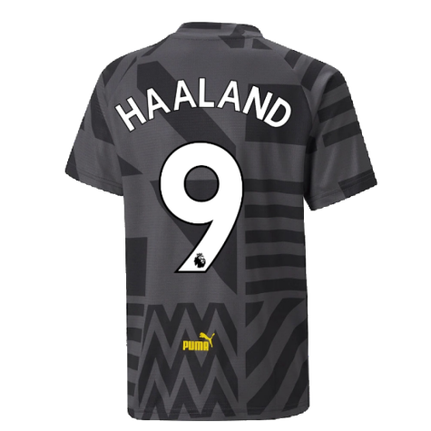 2022-2023 Man City Pre-Match Jersey (Black) - Kids (HAALAND 9)