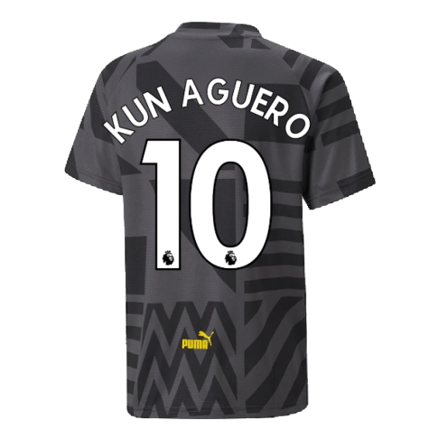 2022-2023 Man City Pre-Match Jersey (Black) - Kids (KUN AGUERO 10)