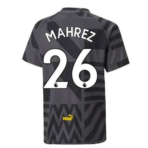 2022-2023 Man City Pre-Match Jersey (Black) - Kids (MAHREZ 26)