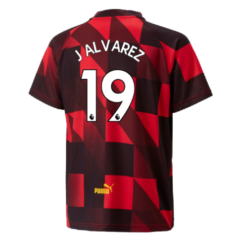 2022-2023 Man City Pre-Match Jersey (Red) - Kids (J. Alvarez 19)