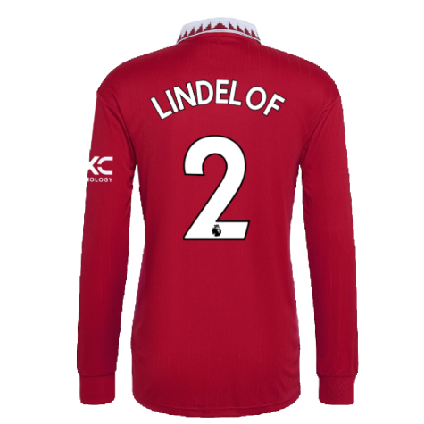 2022-2023 Man Utd Long Sleeve Home Shirt (LINDELOF 2)