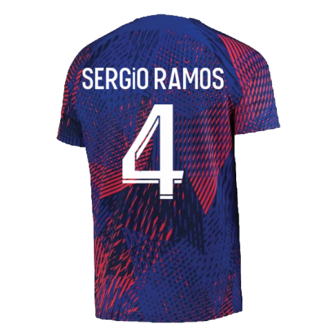 2022-2023 PSG Pre-Match Training Shirt (Blue) - Kids (SERGIO RAMOS 4)
